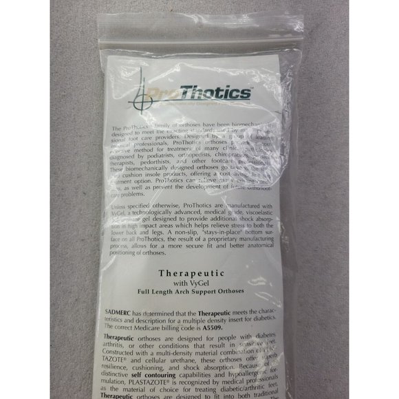 Prothotics Full Length Arch Support Orthoses Insoles W 11/12.5 M 9/10.5 Standard - Picture 7 of 7